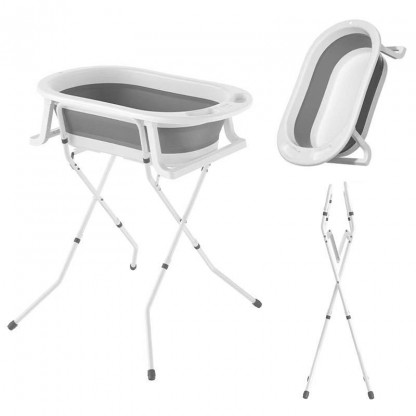 Ванночка складна сіра з підставкою Babyhood BH-310
