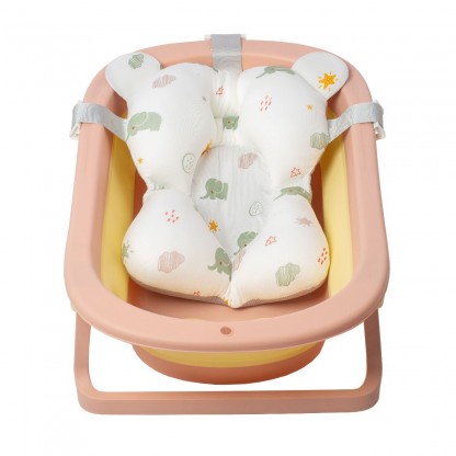 Набір Ванна складана Babyhood Комфорт Плюс з термометром, Рожева та гіркою Слоненя Babyhood BH-328PY E