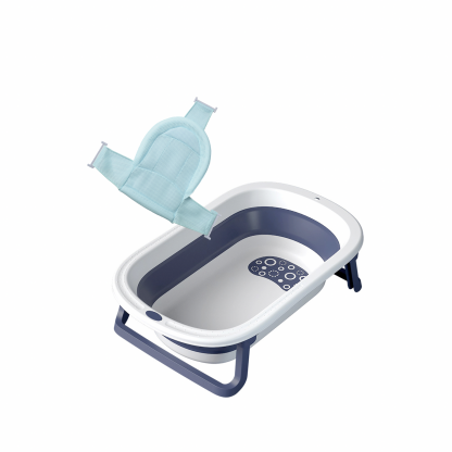 Набір : Ванночка складана "Комфорт" ,синя + гірка для купання
