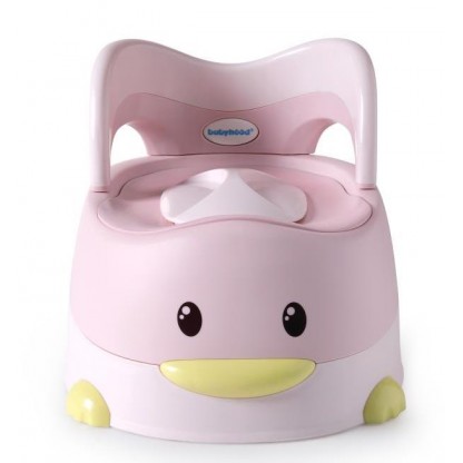 Дитячий горщик Каченя з поліуретановим кільцем, рожевий Babyhood ВН-114PU