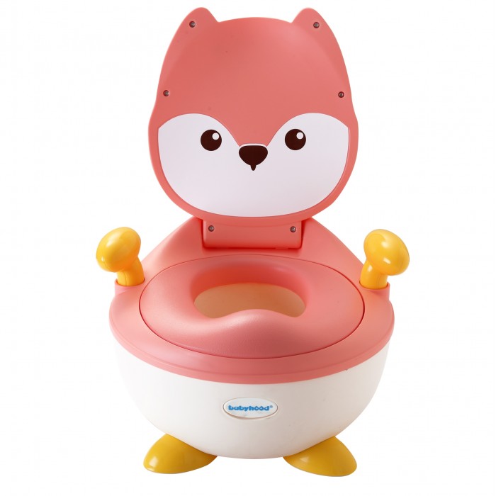 Дитячий горщик Babyhood «Лисиця» з поліуретановим кільцем, рожевий