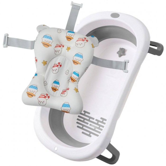 Набір Ванна складана Babyhood Комфорт сіра та гіркою Милий тюлен BH-326G+CS Babyhood