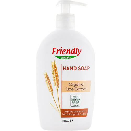 Жидкое мыло для рук Friendly Organic, экстракт риса, 500 мл
