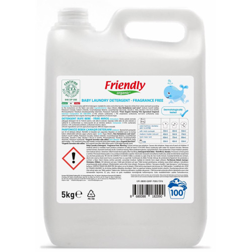 Органічний засіб для прання дитячої білизни без запаху Friendly Organic 5 л