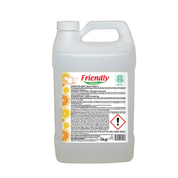 Органічний засіб для посуду Friendly Organic, апельсинове масло, 5 л