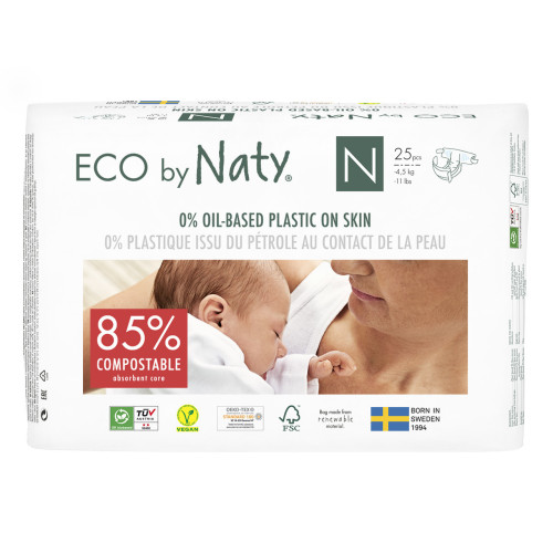 Органические детские подгузники Eco by Naty, размер 0 (до 4,5 кг) 25 шт.