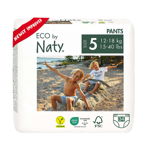 Органічні дитячі трусики-підгузки Eco by Naty, розмір  5ML (12-18 кг) 34 шт.