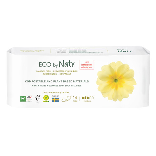 Органические гигиенические прокладки без крылышек Eco by Naty (3 капли) 14 шт.