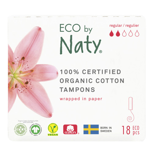 Жіночі гігієнічні тампони  ECO BY NATY (на 2 каплі)  18 шт в уп.