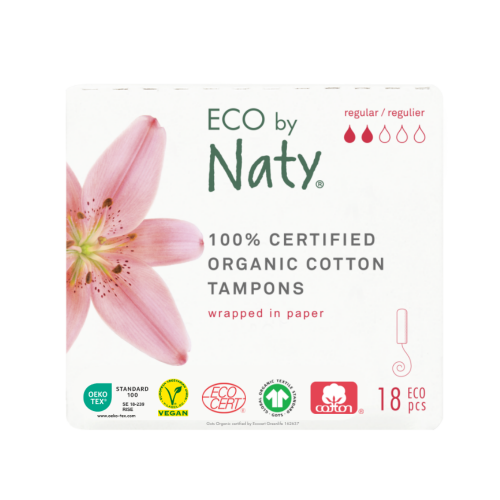 Жіночі гігієнічні тампони  ECO BY NATY (на 2 каплі)  18 шт в уп.