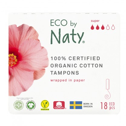 Жіночі гігієнічні тампони Eco by Naty 3 краплі, 18 шт.