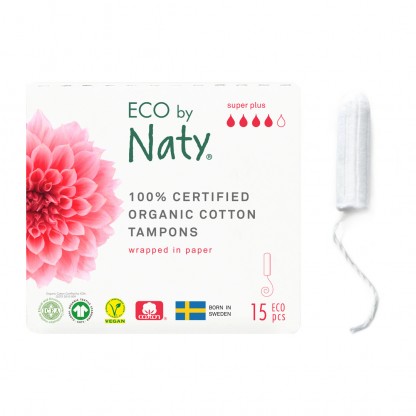 Жіночі гігієнічні тампони  ECO BY NATY (на 4 каплі)  15 шт в уп.