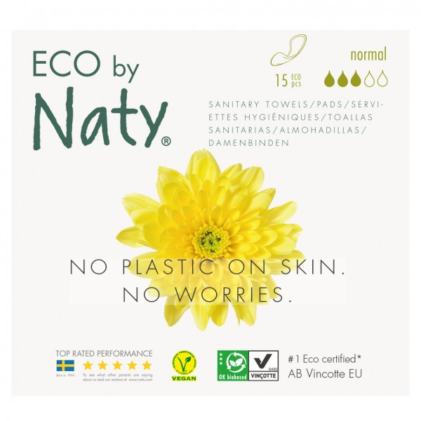 Органические гигиенические прокладки без крылышек Eco by Naty (3 капли) 15 шт. Органические гигиенические прокладки без крылышек Eco by Naty (3 капли) 15 шт.
