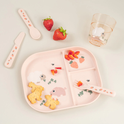Тарілка секційна Foodie Tiny Farm Пудрова