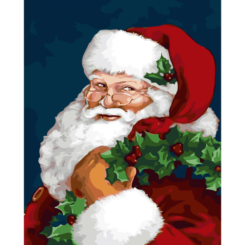 Картина за номерами Strateg преміум Santa Claus з лаком розміром 40х50 см SY6251