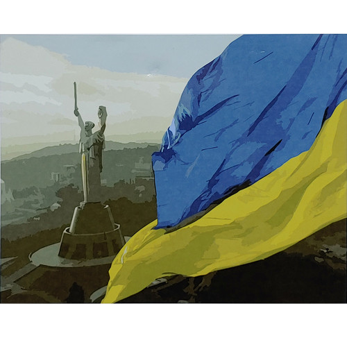 Картина за номерами Strateg премиум Батьківщина Мати з лаком розміром 40х50 см (SY6935)