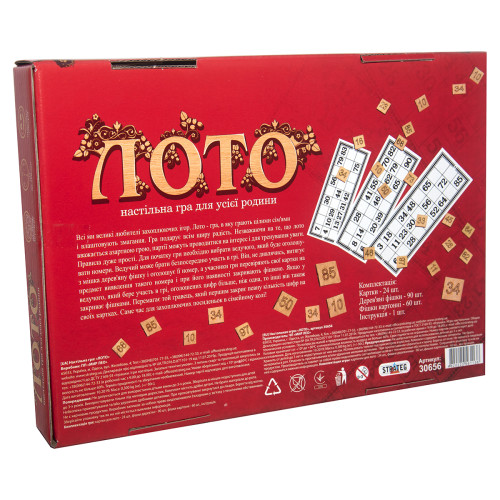 Настольная игра Strateg Лото з деревянными фишками укр. (30656)