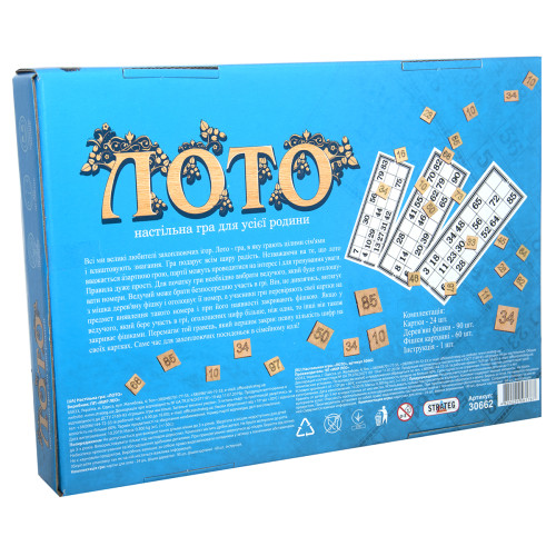 Настольная игра Strateg Лото з деревянными фишками укр. (30662)