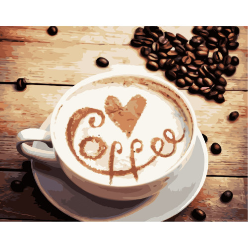 Картина за номерами Strateg премиум Coffee з лаком розміром 40х50 см VA-1964