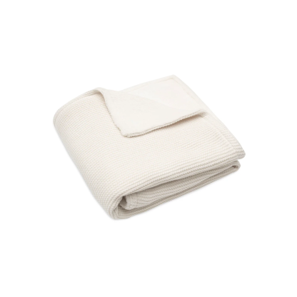 Колискова в’язана ковдра Jollein Basic Knit 75×100, айворі/корал фліс