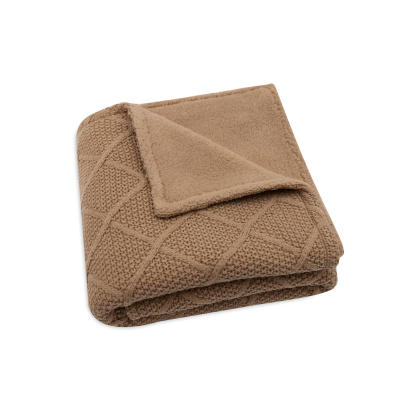 Колискова ковдра Jollein Check Knit 75×100, бісквіт/teddy fleece
