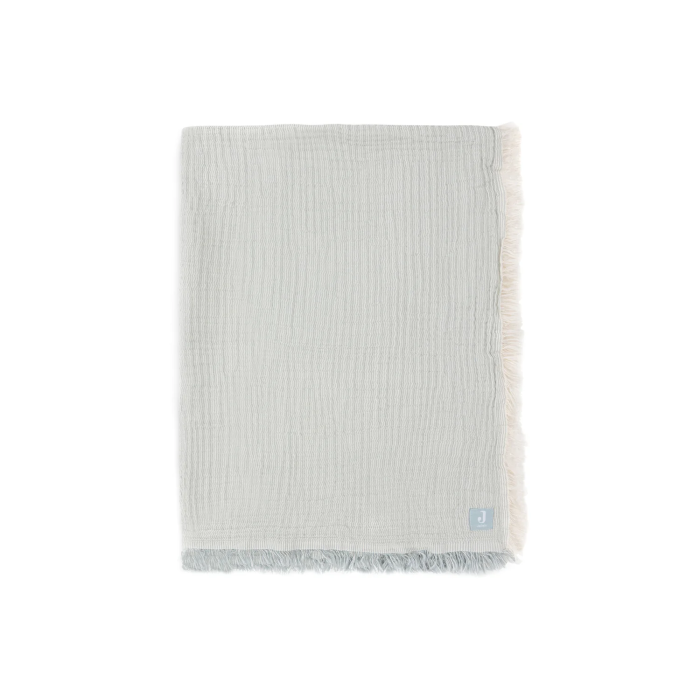 Дитяча муслінова ковдра Jollein 120×120 см, Fringe Stripe морська зелень GOTS