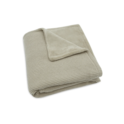 В’язана ковдра з флісом Jollein Basic Knit, оливковий/фліс, 75×100 см