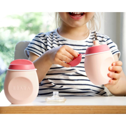 Поильник из силикона Beaba "BabySqueez" 2 in 1" Pink, арт. 912620