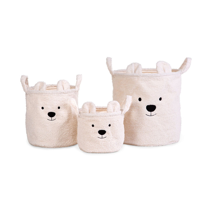Набір корзин для іграшок Childhome Teddy білий , арт. CCBTWSET