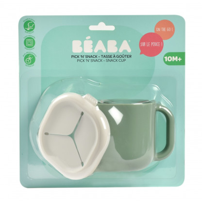 Чашка Beaba Pick ’n’ Snack силіконова для снеків і напоїв, оливкова