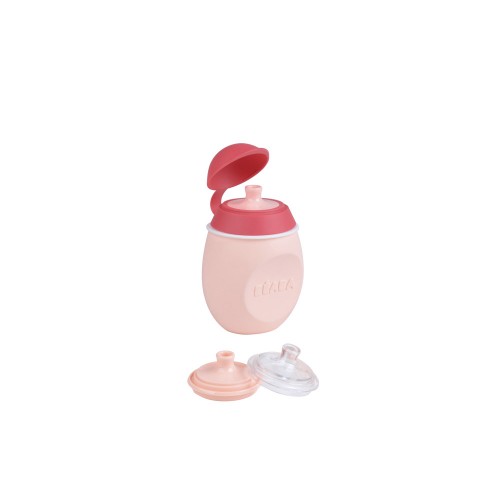 Поильник из силикона Beaba "BabySqueez" 2 in 1" Pink, арт. 912620