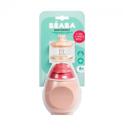 Поильник из силикона Beaba "BabySqueez" 2 in 1" Pink, арт. 912620