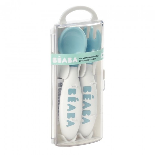 Набор ложка и вилка Beaba 8+ синий, арт. 913398