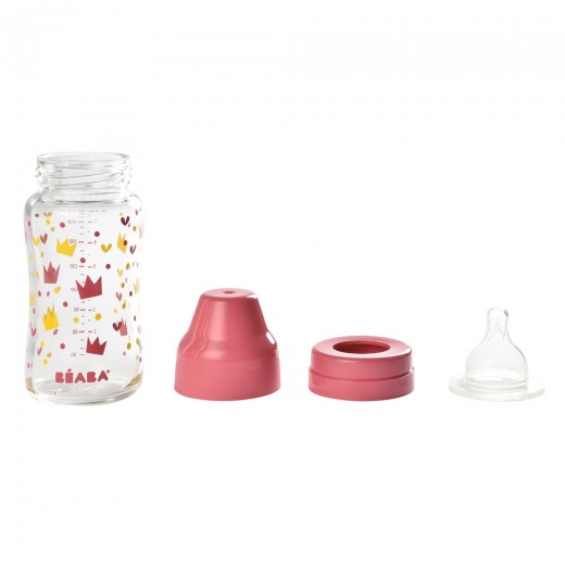 Бутылочка стеклянная с широким горлышком Beaba -240 мл - розовый, арт. 911654
