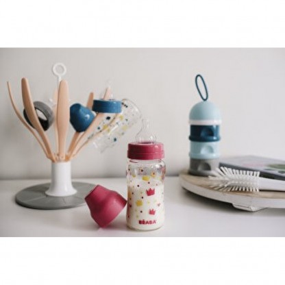 Скляна пляшечка Beaba з широким горлечком 240 мл рожева