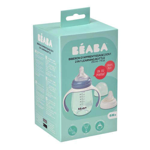 Поїльник Beaba навчальний 2 в 1 210 мл голубий, арт. 913477