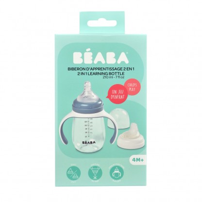 Поїльник Beaba навчальний 2 в 1 210 мл голубий, арт. 913477