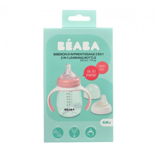 Поїльник Beaba навчальний 2 в 1 210 мл рожевий, арт. 913478