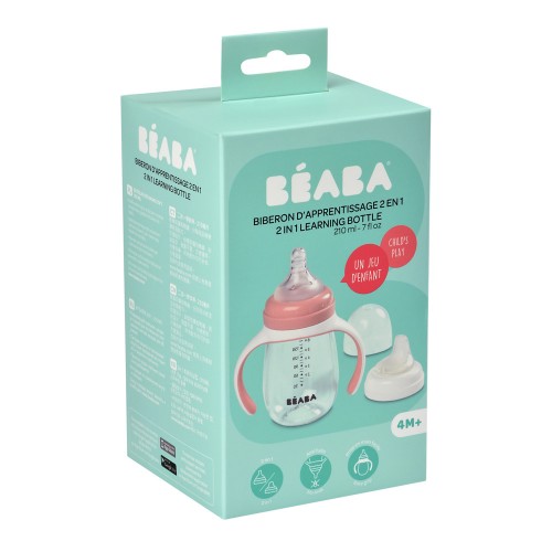 Поїльник Beaba навчальний 2 в 1 210 мл рожевий, арт. 913478