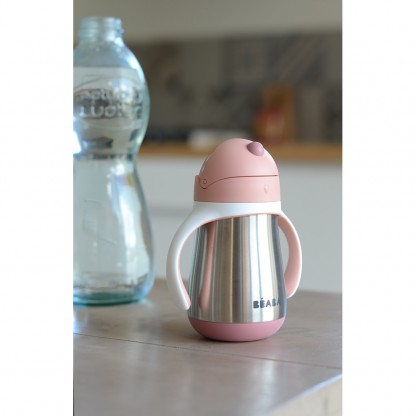Металевий поїльник Beaba з трубочкою 250 мл рожевий