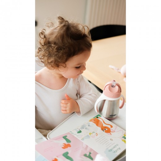 Поїльник Beaba з трубочкою металевий 250 мл рожевий, арт. 913482