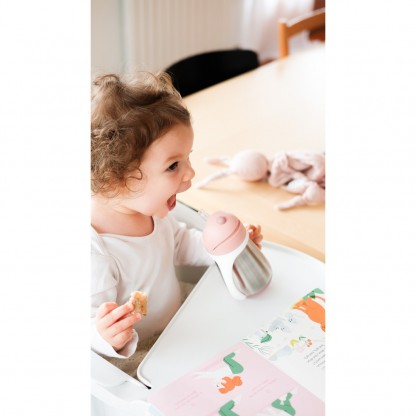 Металевий поїльник Beaba з трубочкою 250 мл рожевий