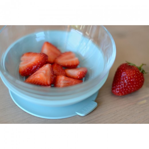 Набор посуды стеклянный: тарелка, миска, стакан Beaba голубой, арт. 913486