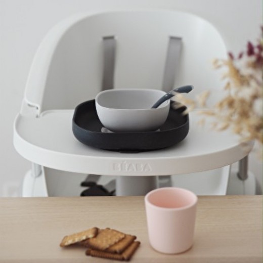 Набор посуды Beaba: тарелка, чашка, стакан, ложка 4+ синий/розовый, арт. 913506