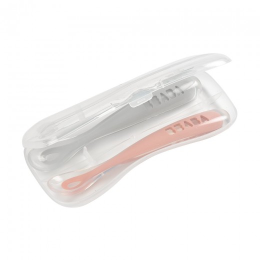 Набор ложек Beaba силиконовых 2шт., 4+ розовый/серый, арт. 913469