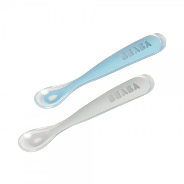 Набор ложек Beaba силиконовых 2шт., 4+ голубой/серый, арт. 913468