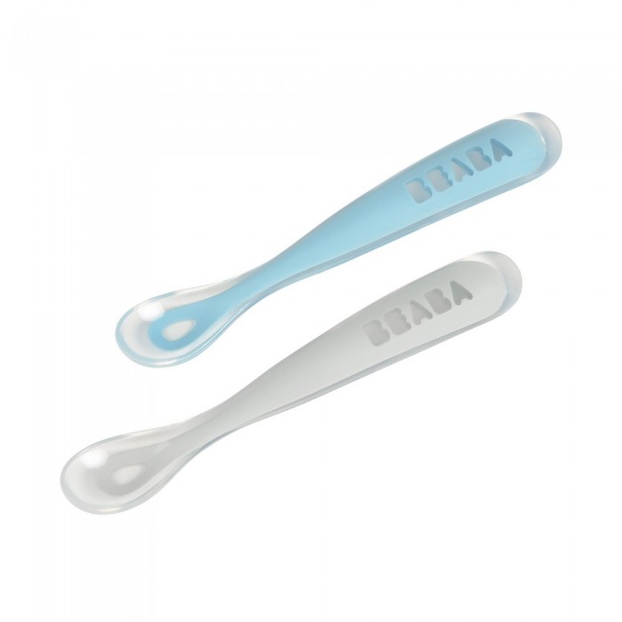 Набор ложек Beaba силиконовых 2шт., 4+ голубой/серый, арт. 913468
