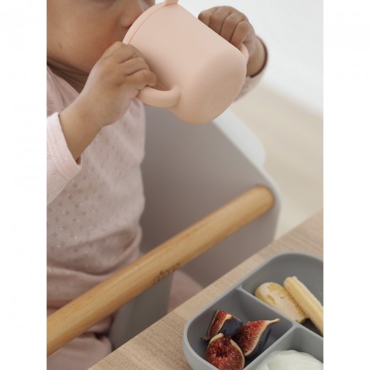 Набір: тарілка, поїльник, ложка Beaba 8+ рожевий/сірий, арт. 913527