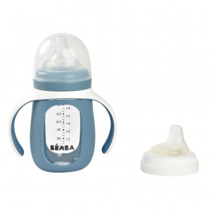 Поїльник Beaba навчальний склянний 2 в 1 210 мл синій, арт. 913519