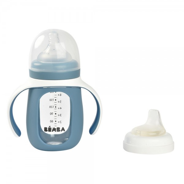 Поїльник Beaba навчальний склянний 2 в 1 210 мл синій, арт. 913519